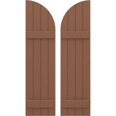 Americraft 4-Board (2 Batten) Wood Joined Board-n-Batten Shutters W/ Arch Top, ARW101BQ414X32BTH